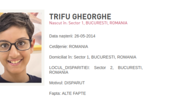 Copil dispărut - TRIFU GHEORGHE