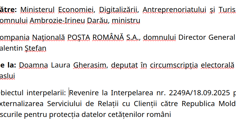date Poșta Română transfer Chișinău GDPR